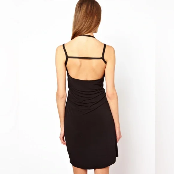 Chic Asymmetrical Black Dress - Picture 2 of 6